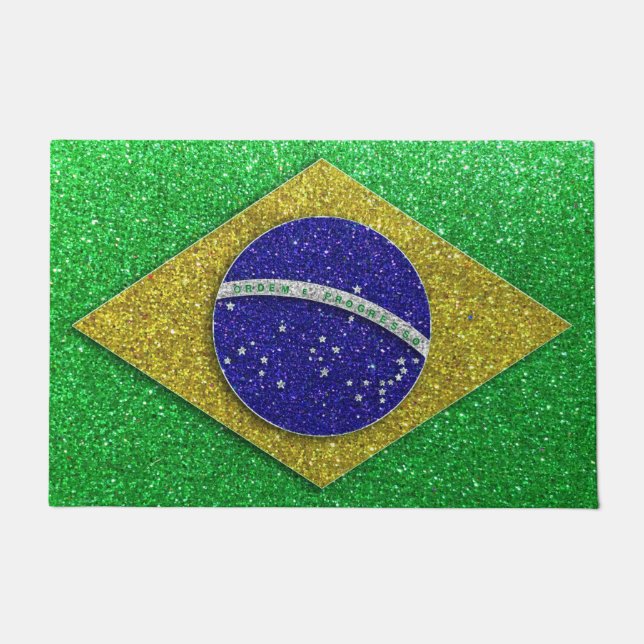 Brasilianischer Flaggen-Glitzer Reisen Brasilien B Fußmatte (Vorderseite)