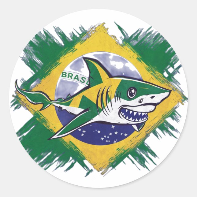 Brasilianischer Hai Runder Aufkleber (Vorderseite)