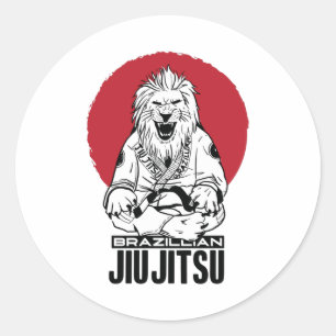 Brasilianischer Jiu Jitsu Lion Red Sunset Runder Aufkleber