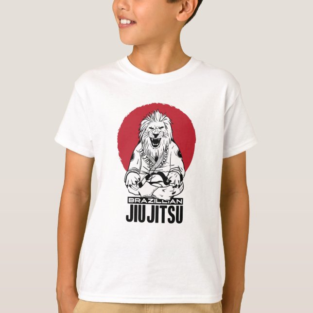 Brasilianischer Jiu Jitsu Lion Red Sunset T-Shirt (Vorderseite)