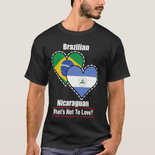Brasilianischer Nicaraguanischer Herz-Flaggen Was T-Shirt