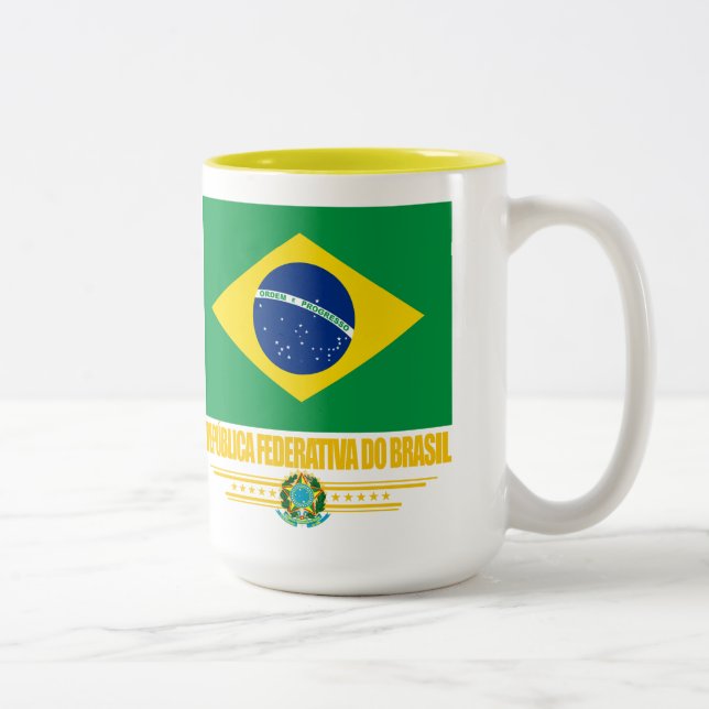 Brasilianischer Pride Zweifarbige Tasse (Rechts)