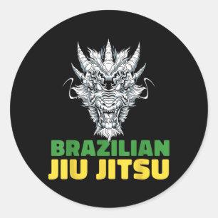 Brasilianisches Jiu Jitsu Ringen - MMA BJJ Drache Runder Aufkleber