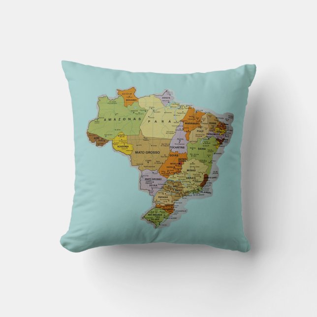 Brasilianisches Karten-Wurfs-Kissen Kissen (Vorderseite)