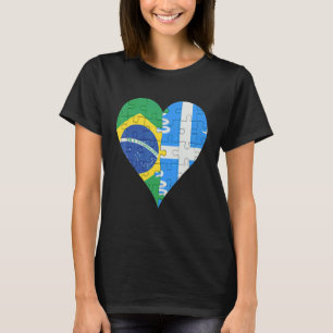 Brasilianisches Martiniquais Flag Herz T-Shirt