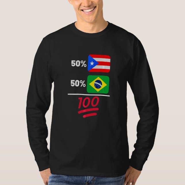 Brasilianisches Plus Puerto Rico Flag Mix Erbe T-Shirt (Vorderseite)