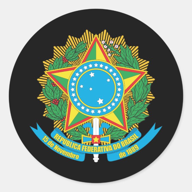 Brasilianisches Wappen Runder Aufkleber (Vorderseite)
