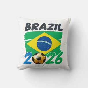 Brasilien 2026 Fußballfan-Design mit Flaggenfarben Kissen