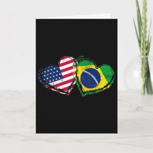Brasilien Amerikanische Flagge Herz Brasilianische Karte