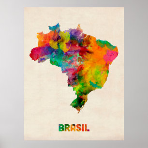 Brasilien-Aquarell-Karte Poster