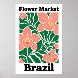 Brasilien Blumenmarkt Pfirsich-Orchidee Tropisch Poster