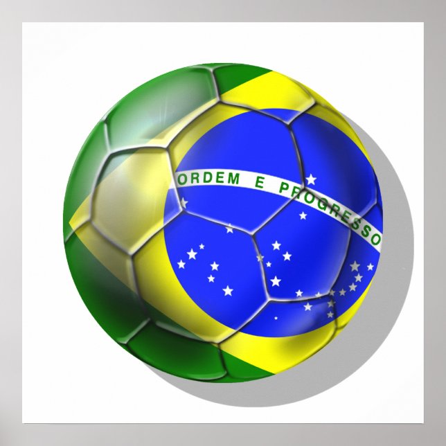 Brasilien Brasil Samba Fußball Brasilianische Flag Poster (Vorne)