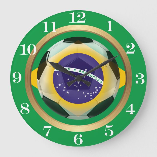 Brasilien / Brasiler Fußballball Große Wanduhr (Vorderseite)
