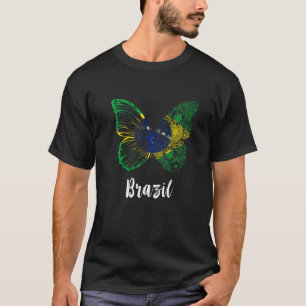 Brasilien Brasilianische Flagge Butterfly Brasilia T-Shirt