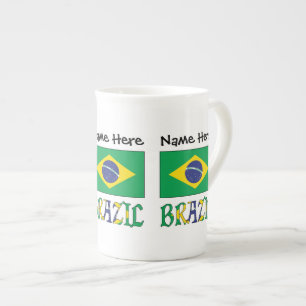 Brasilien Brasilianische Flagge Personalisierter N Prozellantasse