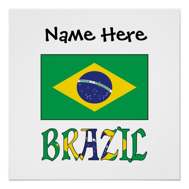 Brasilien Brasilianische Flagge Schwarze Personali Poster (Vorderseite)