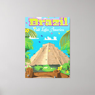 Brasilien Cartoon Reiseplakat drucken. Leinwanddruck
