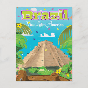 Brasilien Cartoon Reiseplakat drucken. Postkarte