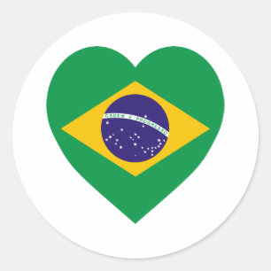 Brasilien Flag Herz Runder Aufkleber