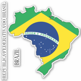 Brasilien Flag Map Kontur Aufkleber
