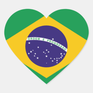 Brasilien: Flagge Brasiliens Herz-Aufkleber