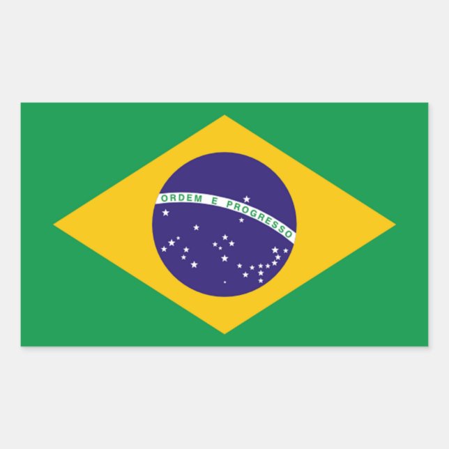 Brasilien: Flagge Brasiliens Rechteckiger Aufkleber (Vorderseite)