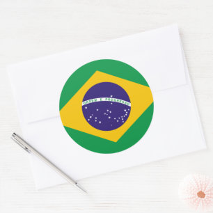 Brasilien: Flagge Brasiliens Runder Aufkleber