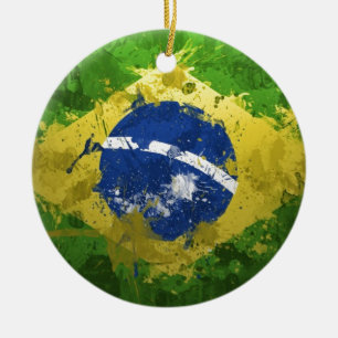 Brasilien-Flagge- Keramik Ornament