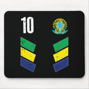 Brasilien-Flagge Nummer 10 Fußball-Fan-T-Shirt_1 Mousepad