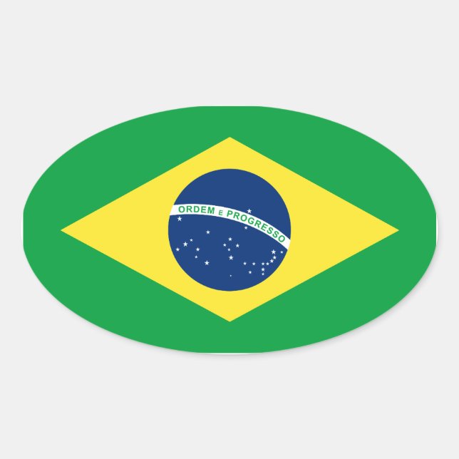 Brasilien-Flagge Ovaler Aufkleber (Vorderseite)