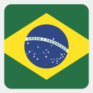 Brasilien-Flagge Quadratischer Aufkleber