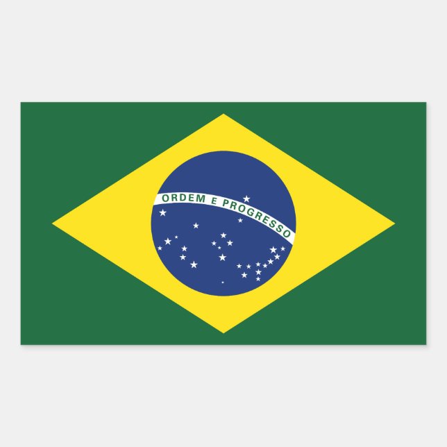 Brasilien-Flagge Rechteckiger Aufkleber (Vorderseite)