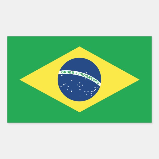 Brasilien-Flagge Rechteckiger Aufkleber (Vorderseite)