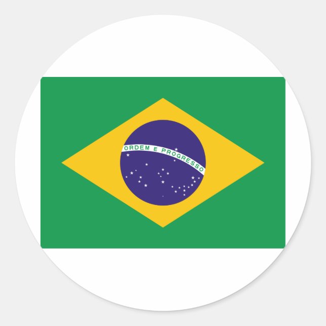 Brasilien-Flagge Runder Aufkleber (Vorderseite)