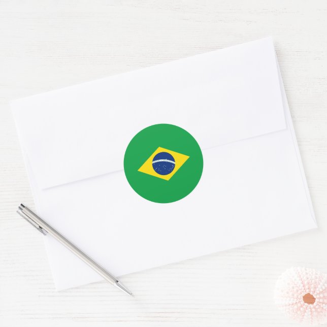 Brasilien-Flagge Runder Aufkleber (Umschlag)