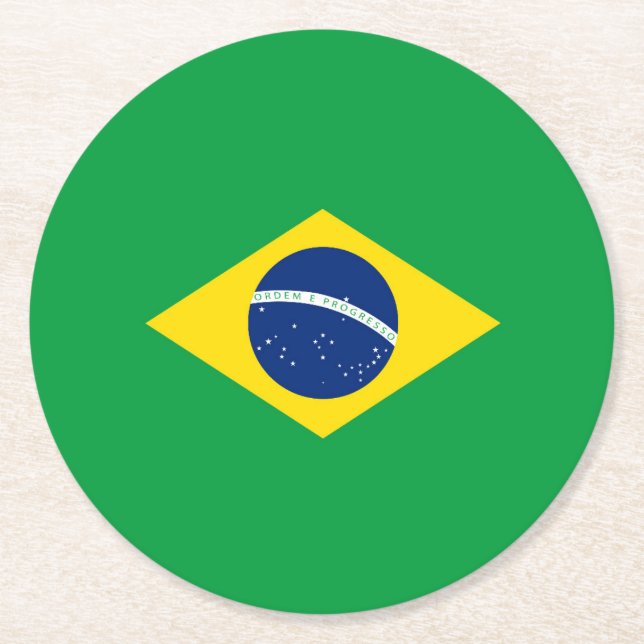 Brasilien-Flagge Runder Pappuntersetzer (Vorderseite)