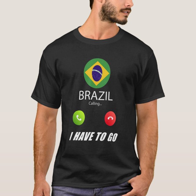 Brasilien Flagge Souvenir Brasilien ruft an T-Shirt (Vorderseite)