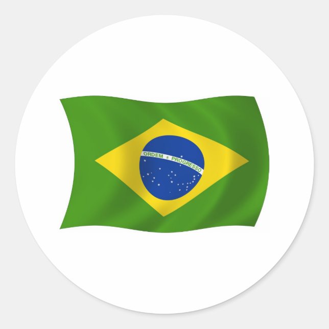 Brasilien-Flaggen-Aufkleber Runder Aufkleber (Vorderseite)