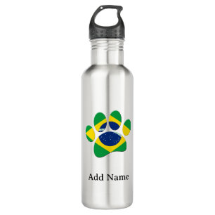 Brasilien Flaggen Dog Paw Print Individuelle Name Edelstahlflasche