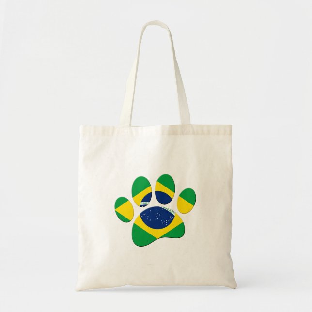 Brasilien Flaggen Dog Paw Print Tragetasche (Vorne)