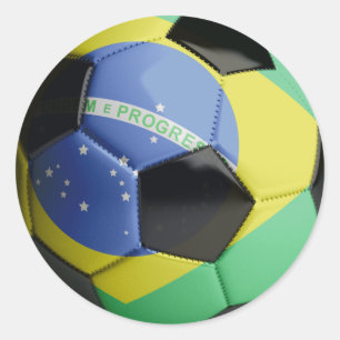 Brasilien-Flaggen-Fußball Runder Aufkleber