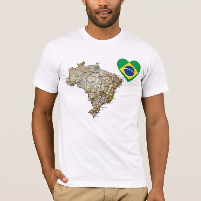 Brasilien-Flaggen-Herz und Karten-T - Shirt (Vorderseite)