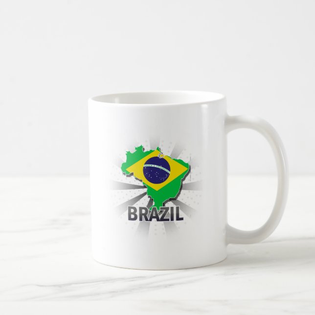 Brasilien-Flaggen-Karte 2,0 Kaffeetasse (Rechts)