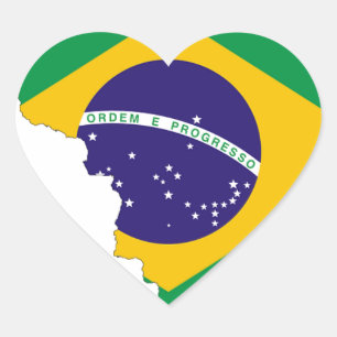 Brasilien-Flaggen-Karten-Symbol-Brasilianer-Land Herz-Aufkleber