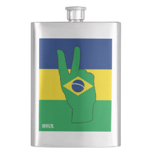 Brasilien Flaggen Sieg Signatur Patriotic Flachmann