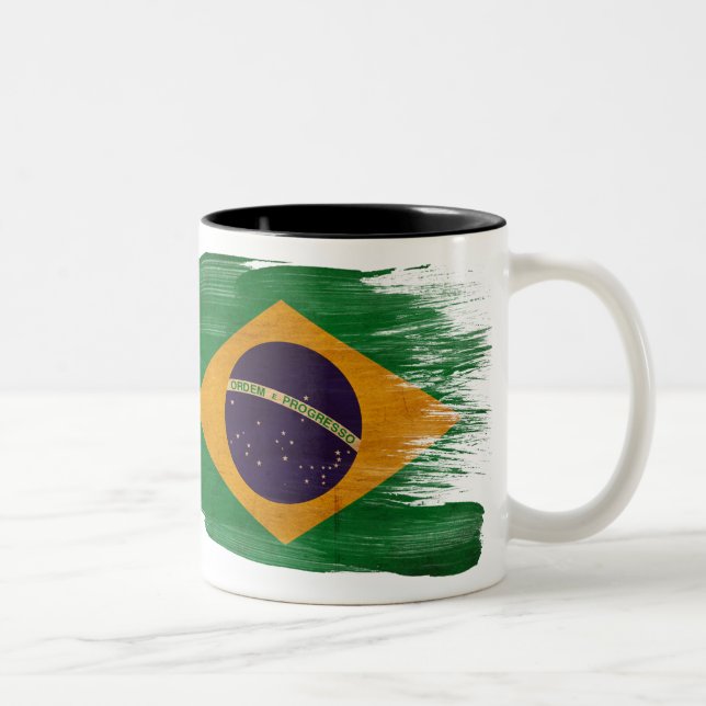 Brasilien-Flaggen-Tasse Zweifarbige Tasse (Rechts)
