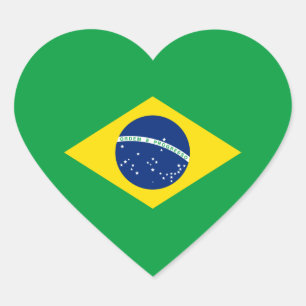 Brasilien Flaggenmittel Herz-Aufkleber