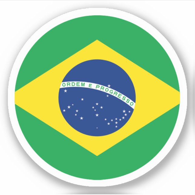 Brasilien Flaggenrundkleber Aufkleber (Vorderseite)