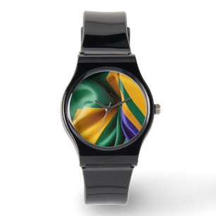 Brasilien Flaggenseidenstruktur Armbanduhr