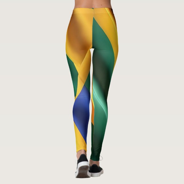 Brasilien Flaggenseidenstruktur Leggings (Rückseite)